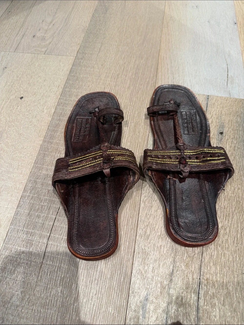 Brown Leather women’s Braided Toe-Loop Sandals
